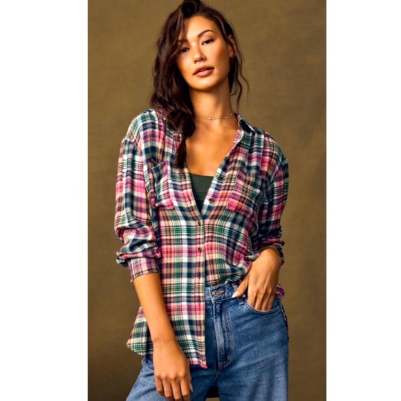 Anthropologie Pilcro Flannel Button Down Shirt. - Picture 1 of 13
